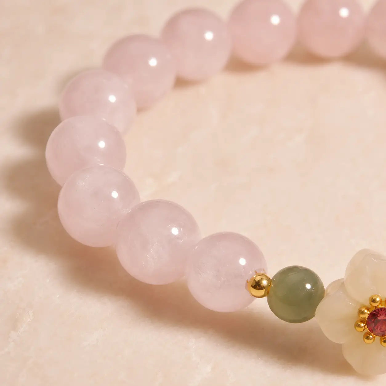 Song Yne Rose Quartz Hetian Jade Love & Blessing Bracelet