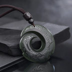 Song Yne Hetian Cyan Jade Fortune Peace Buckle Necklace
