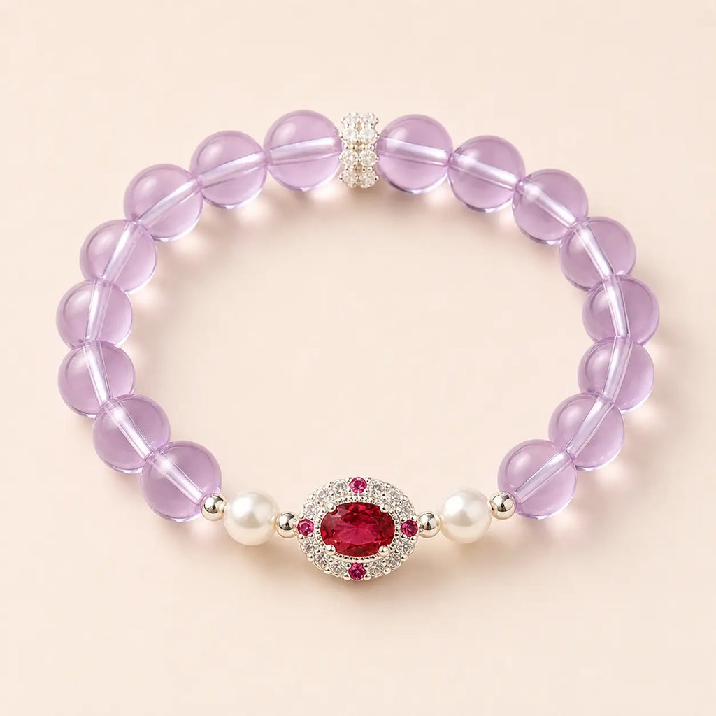 Song Yne Amethyst Pearl Red Zircon Balance Bracelet
