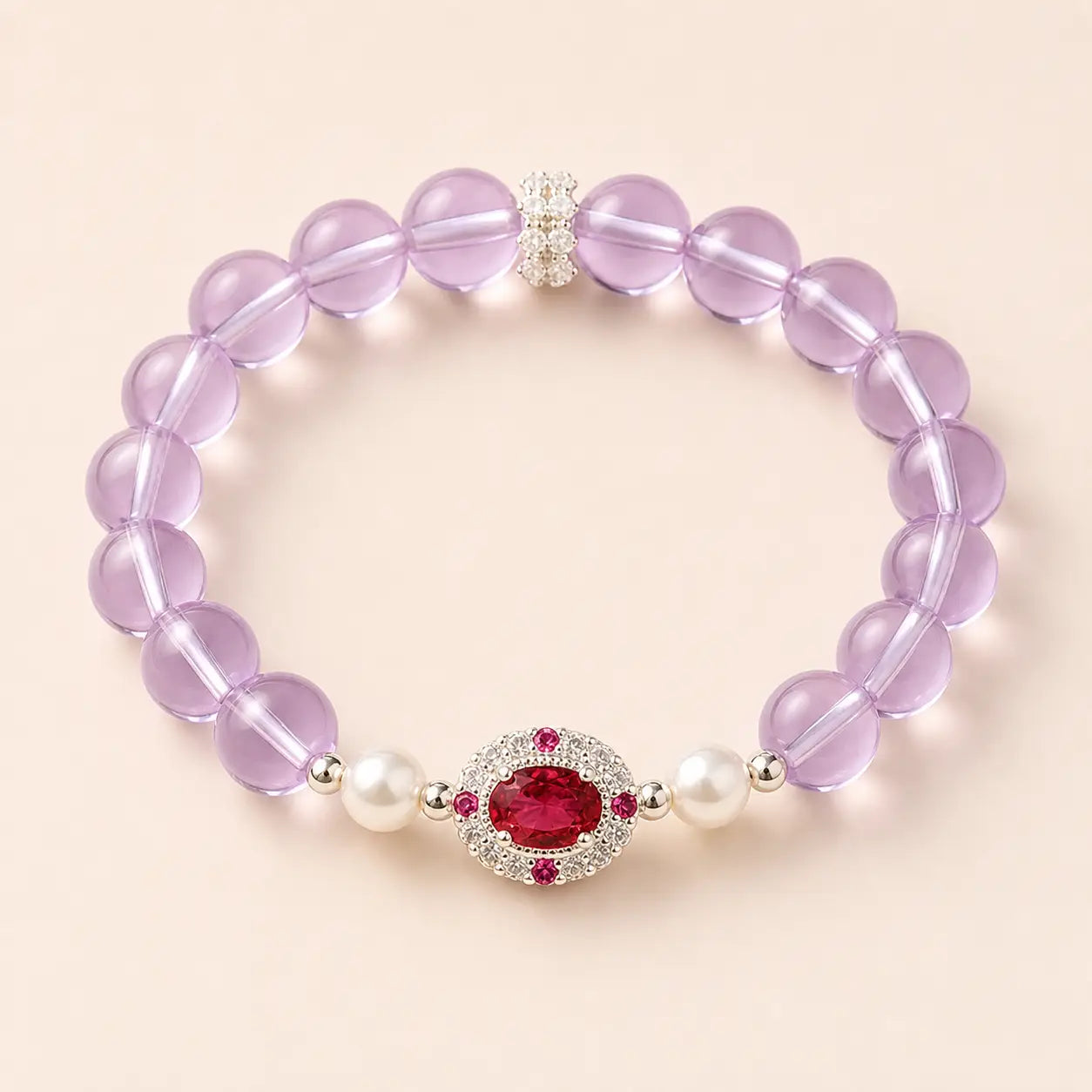 Song Yne Amethyst Pearl Red Zircon Balance Bracelet