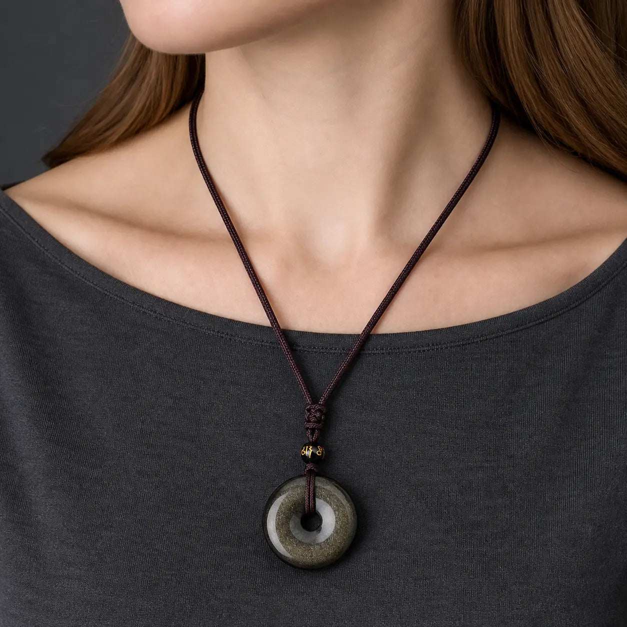 Song Yne Tibetan Obsidian Protection Necklace