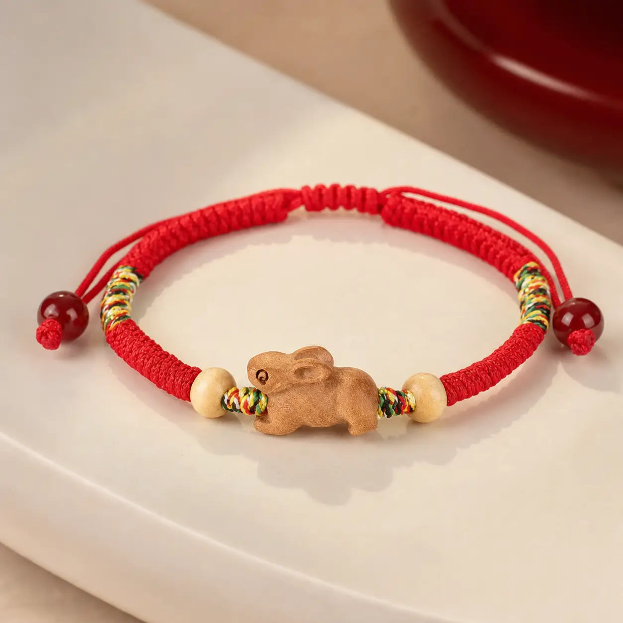 Song Yne Chinese Zodiac Peach Wood Protection & Luck Red String Bracelet