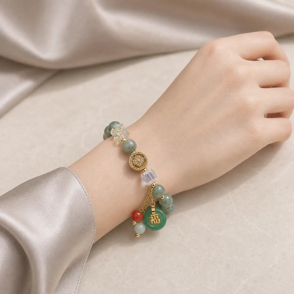 Song Yne Strawberry Quartz Jade Fu Healing & Luck Bracelet