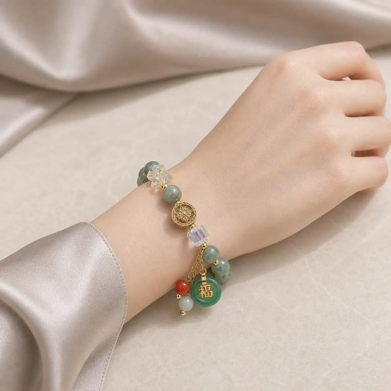 Song Yne Strawberry Quartz Jade Fu Healing & Luck Bracelet