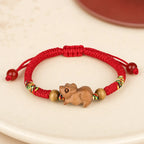 Song Yne Chinese Zodiac Peach Wood Protection & Luck Red String Bracelet