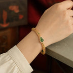 Song Yne Cyan Jade Auspicious Cloud Gourd Luck Bangle