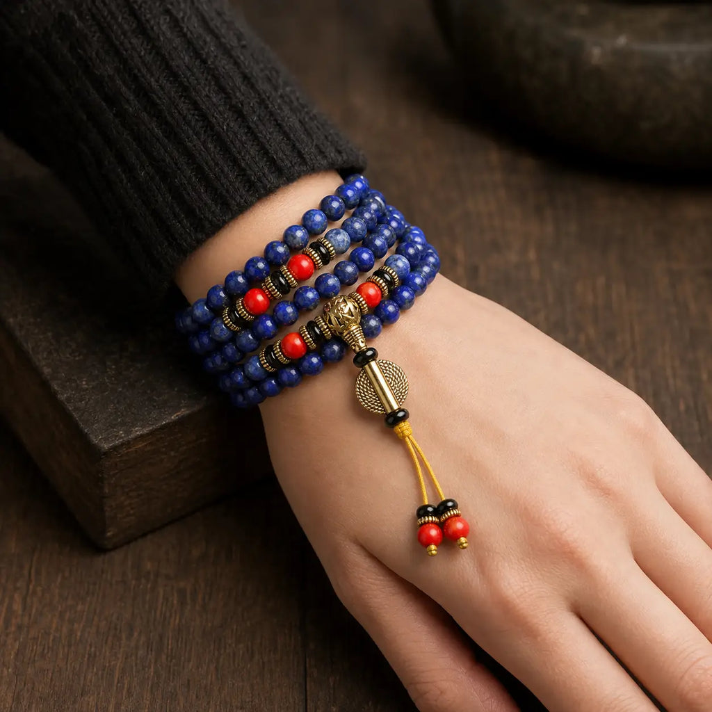 Song Yne Tibetan Lapis Lazuli Positive Energy Mala Bracelet