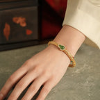 Song Yne Cyan Jade Auspicious Cloud Gourd Luck Bangle
