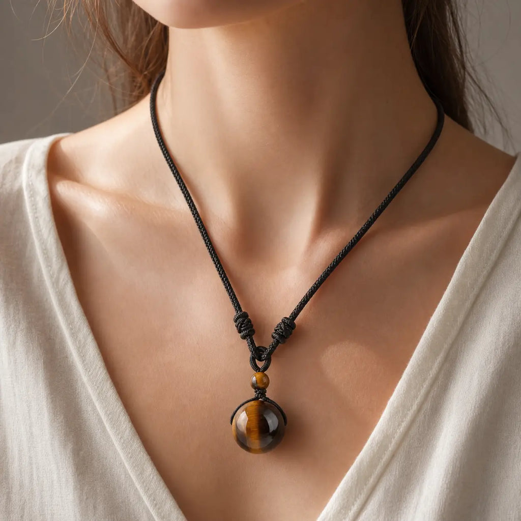 Song Yne Tiger's Eye Obsidian Protection Necklace