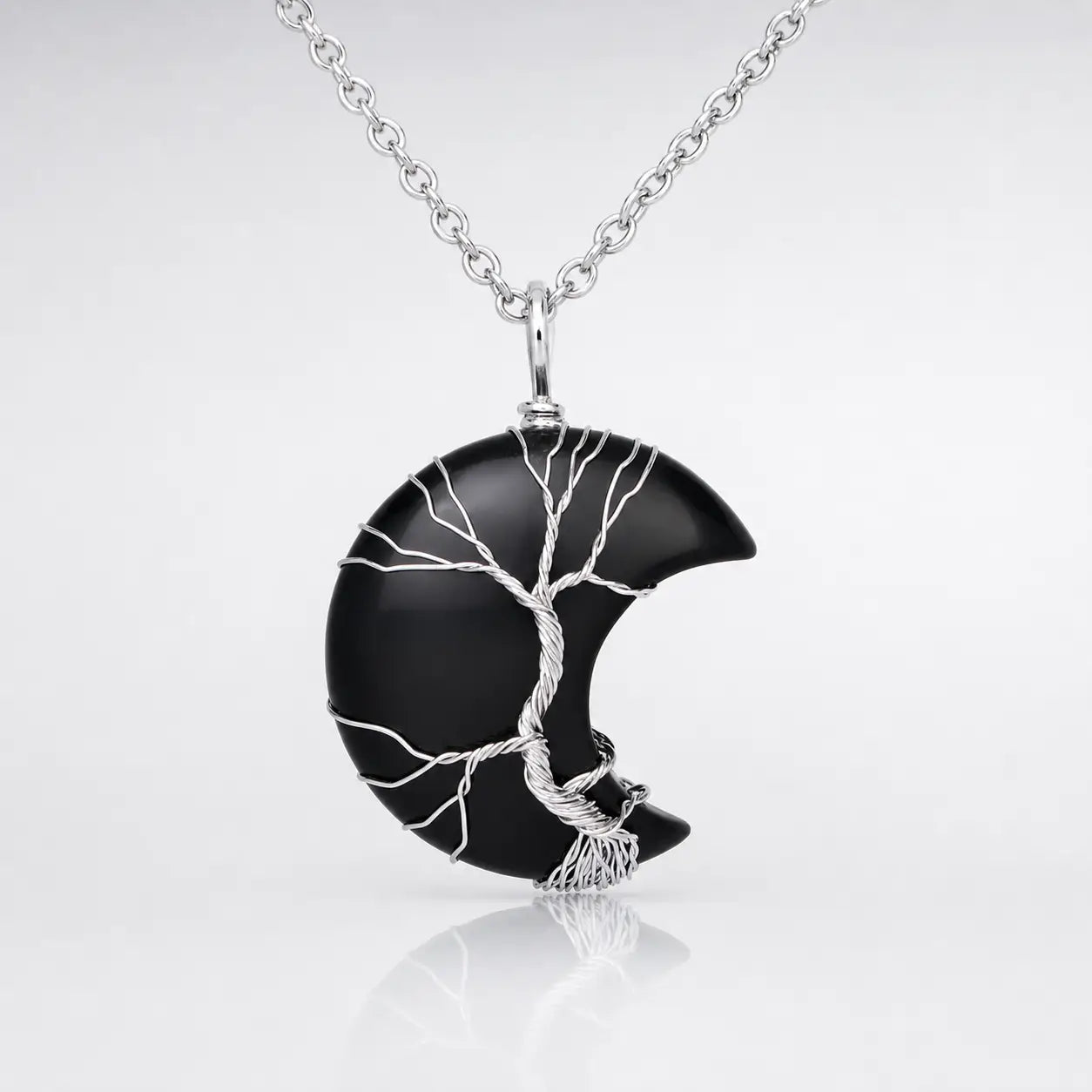 Song Yne Moon Tree of Life Crystal Healing Pendant