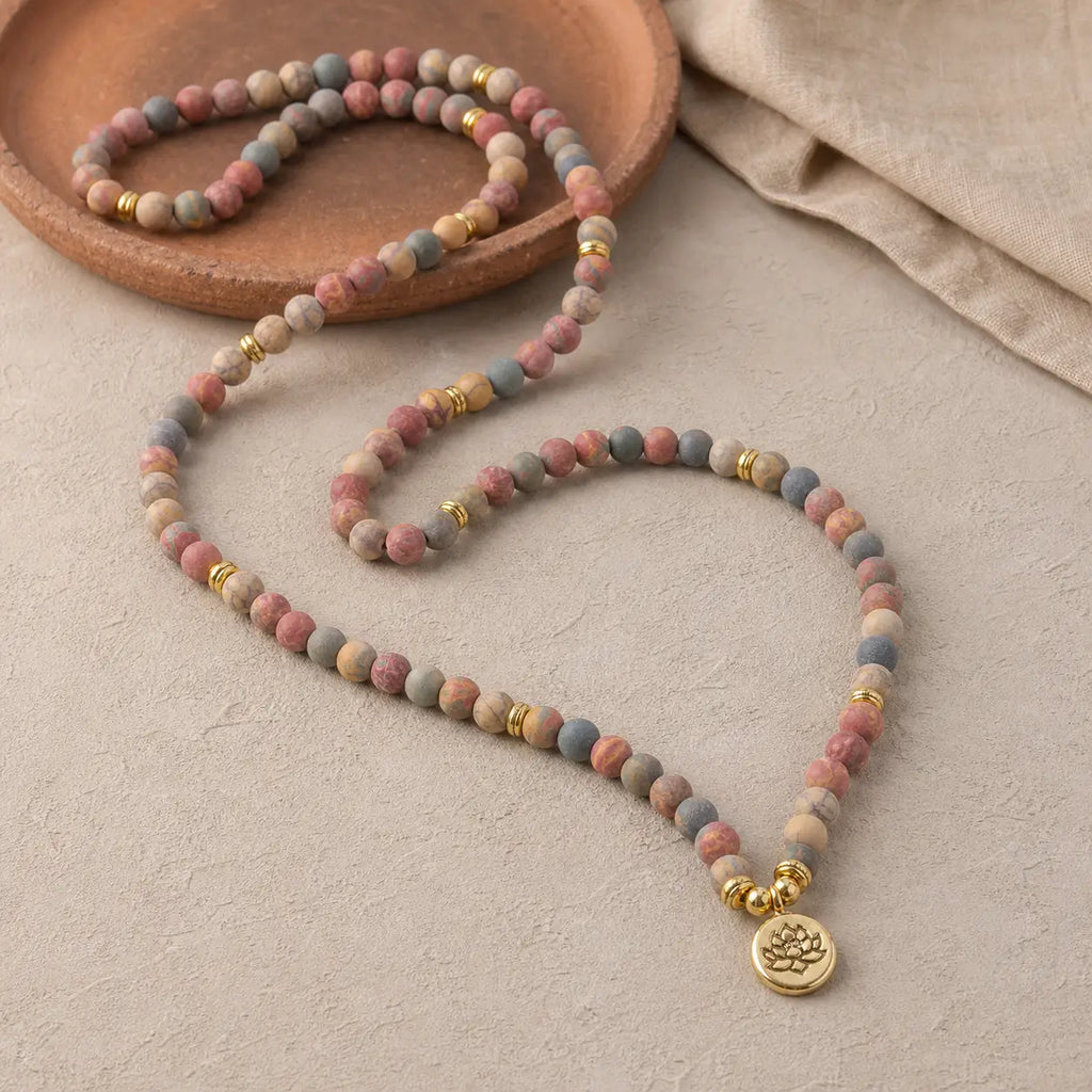 Song Yne Picasso Jasper 108 Mala Courage & Grounding Bracelet