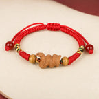 Song Yne Chinese Zodiac Peach Wood Protection & Luck Red String Bracelet