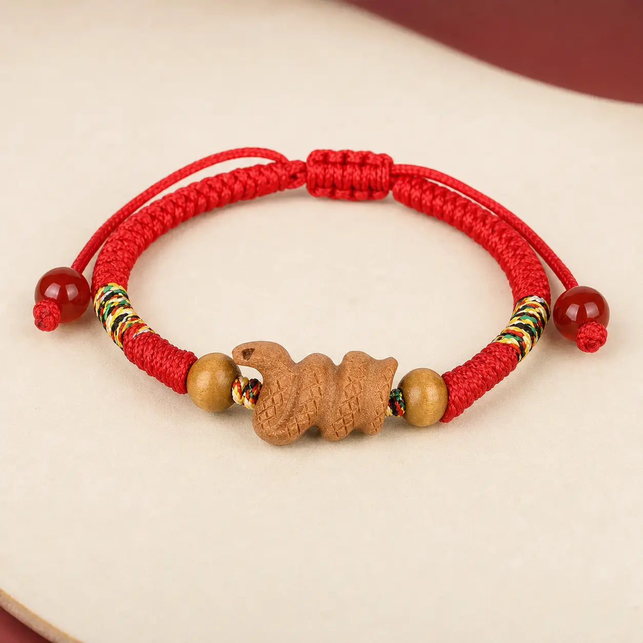Song Yne Chinese Zodiac Peach Wood Protection & Luck Red String Bracelet