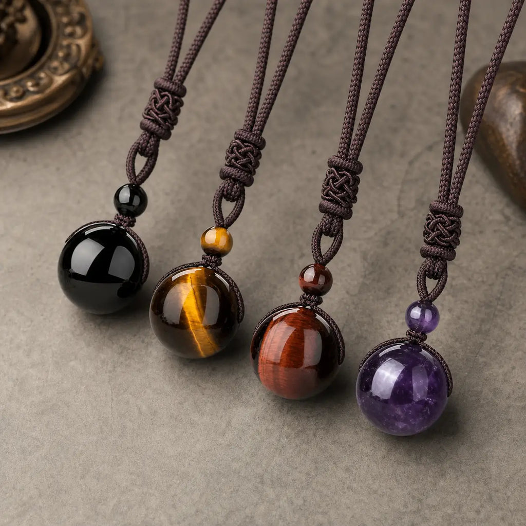 Song Yne Tiger's Eye Obsidian Protection Necklace