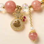 Song Yne Strawberry Quartz Money Bag Positive & Prosperity Bracelet