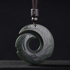 Song Yne Hetian Cyan Jade Fortune Peace Buckle Necklace