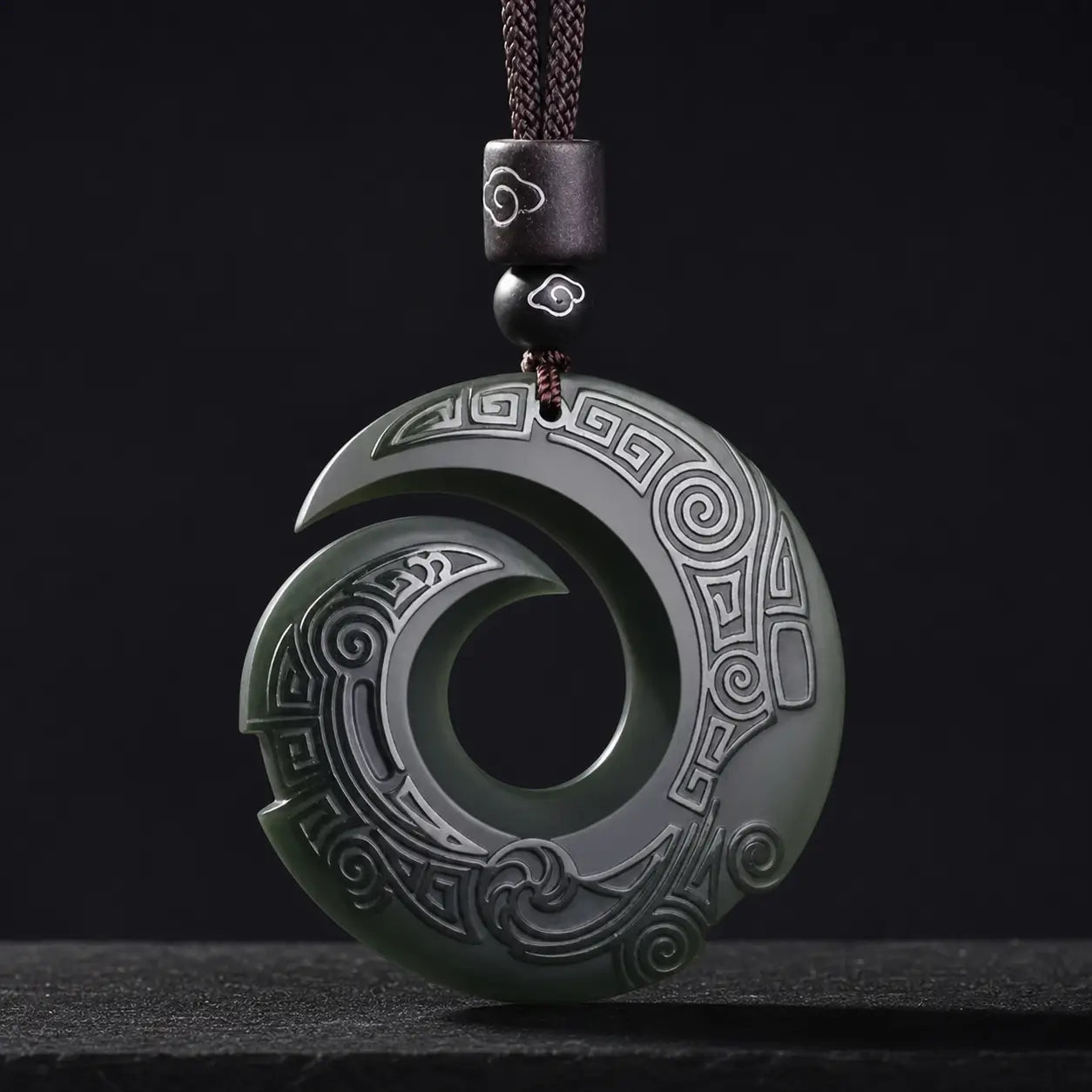 Song Yne Hetian Cyan Jade Fortune Peace Buckle Necklace