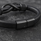 Song Yne Endless Knot Titanium Steel Balance Leather Bracelet