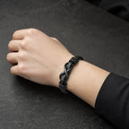 Song Yne Endless Knot Titanium Steel Balance Leather Bracelet