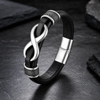 Song Yne Endless Knot Titanium Steel Balance Leather Bracelet