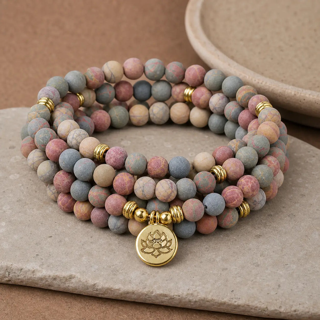 Song Yne Picasso Jasper 108 Mala Courage & Grounding Bracelet