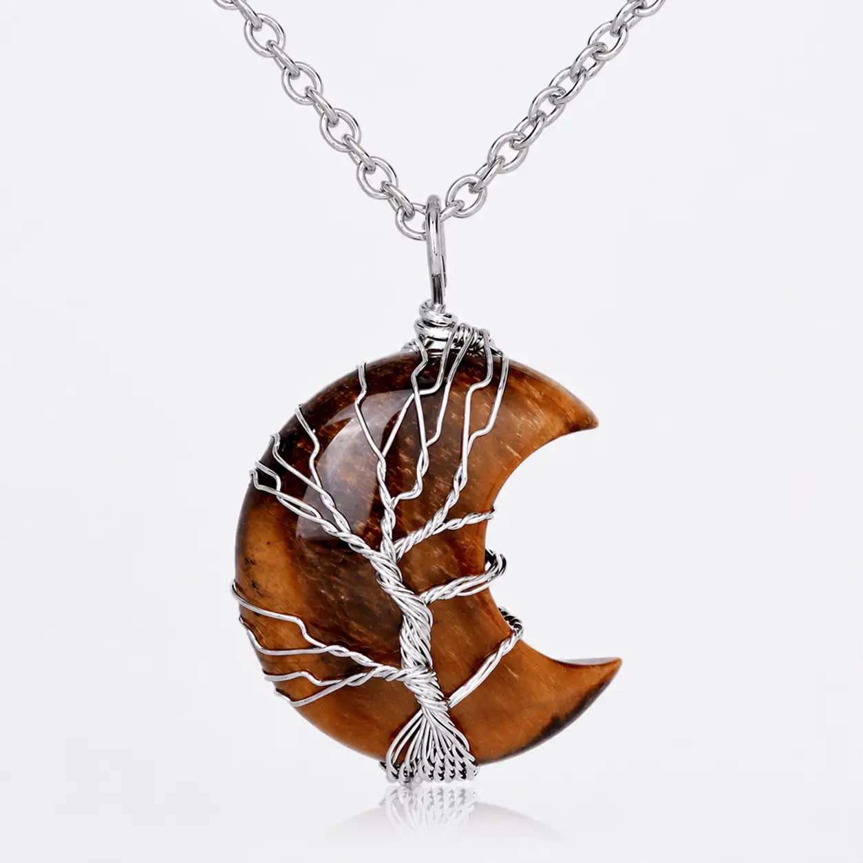 Song Yne Moon Tree of Life Crystal Healing Pendant