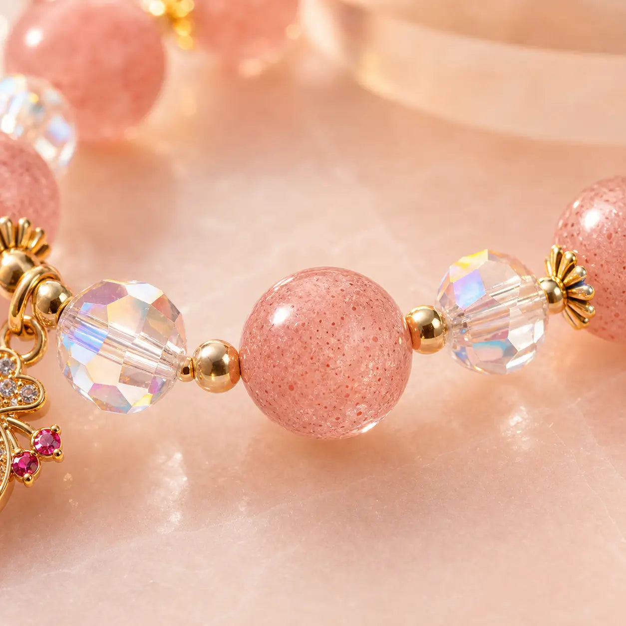 Song Yne Strawberry Quartz Money Bag Positive & Prosperity Bracelet