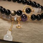 Song Yne Gold Sheen Obsidian Gray Agate Strength & Protection Bracelet