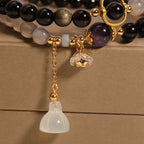 Song Yne Gold Sheen Obsidian Gray Agate Strength & Protection Bracelet