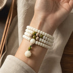 Song Yne 108 White Jade Bodhi Lotus 2-in-1 Mala Beads