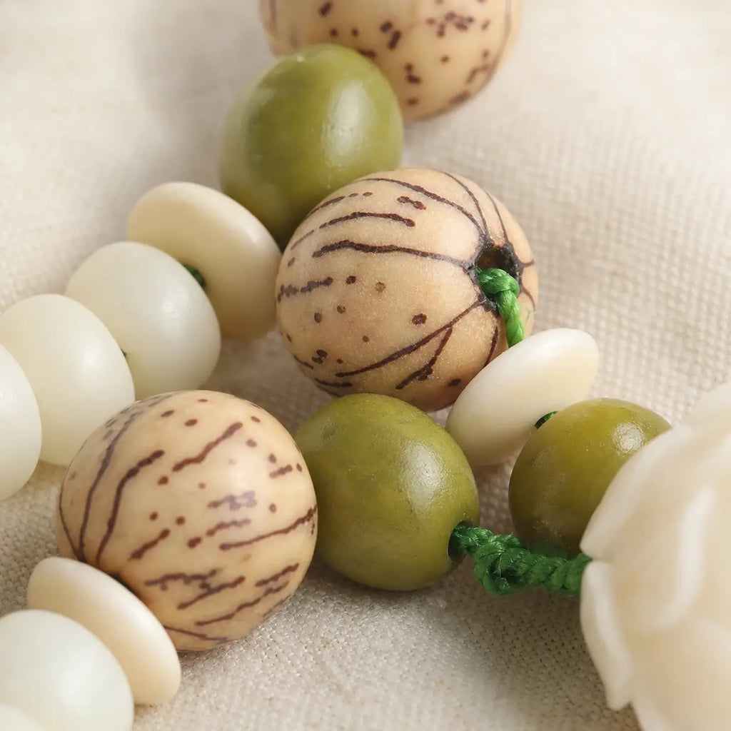 Song Yne 108 White Jade Bodhi Lotus 2-in-1 Mala Beads