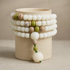 Song Yne 108 White Jade Bodhi Lotus 2-in-1 Mala Beads