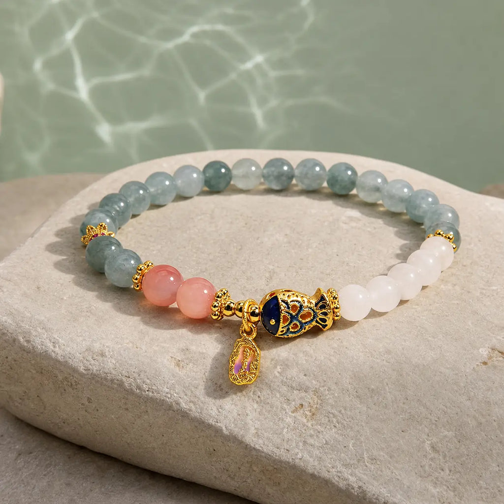 Song Yne Jade Yanyuan Agate Koi Luck & Prosperity Bracelet