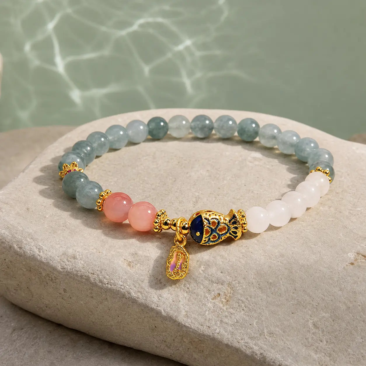 Song Yne Jade Yanyuan Agate Koi Luck & Prosperity Bracelet