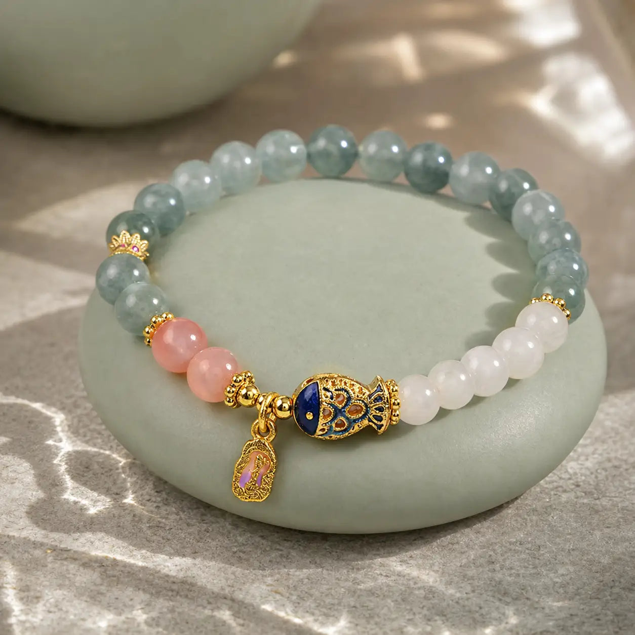 Song Yne Jade Yanyuan Agate Koi Luck & Prosperity Bracelet