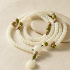 Song Yne 108 White Jade Bodhi Lotus 2-in-1 Mala Beads
