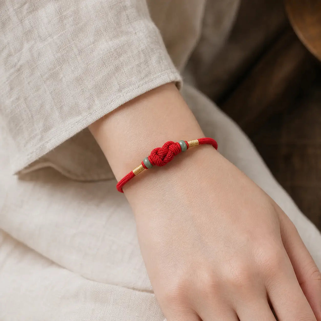 Song Yne Jade Fortune Knot Red String Couple Bracelet