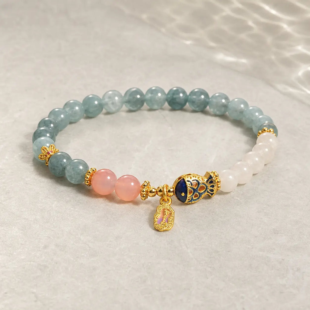 Song Yne Jade Yanyuan Agate Koi Luck & Prosperity Bracelet
