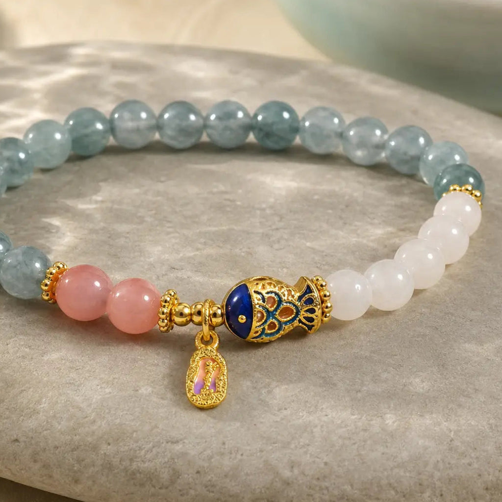 Song Yne Jade Yanyuan Agate Koi Luck & Prosperity Bracelet