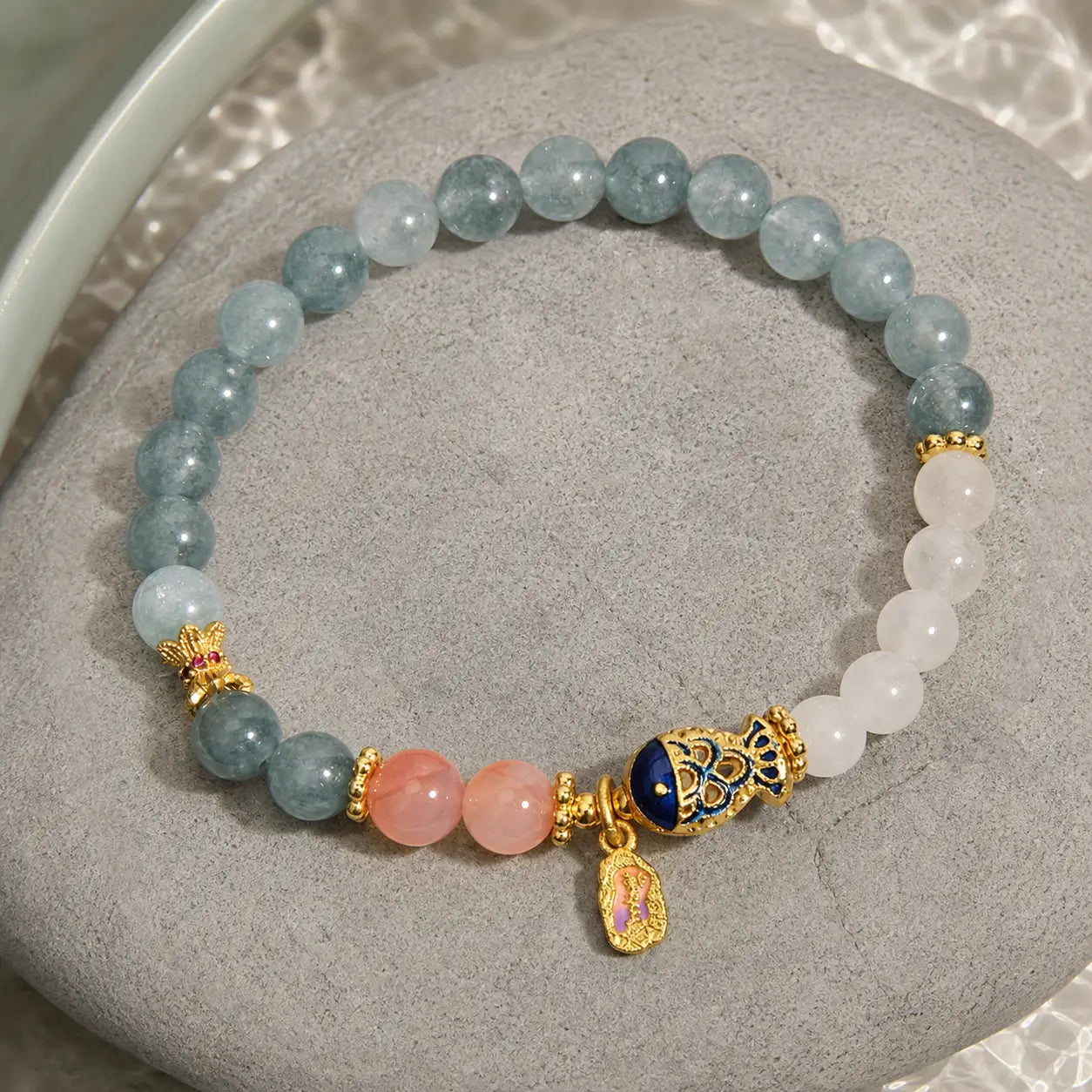 Song Yne Jade Yanyuan Agate Koi Luck & Prosperity Bracelet
