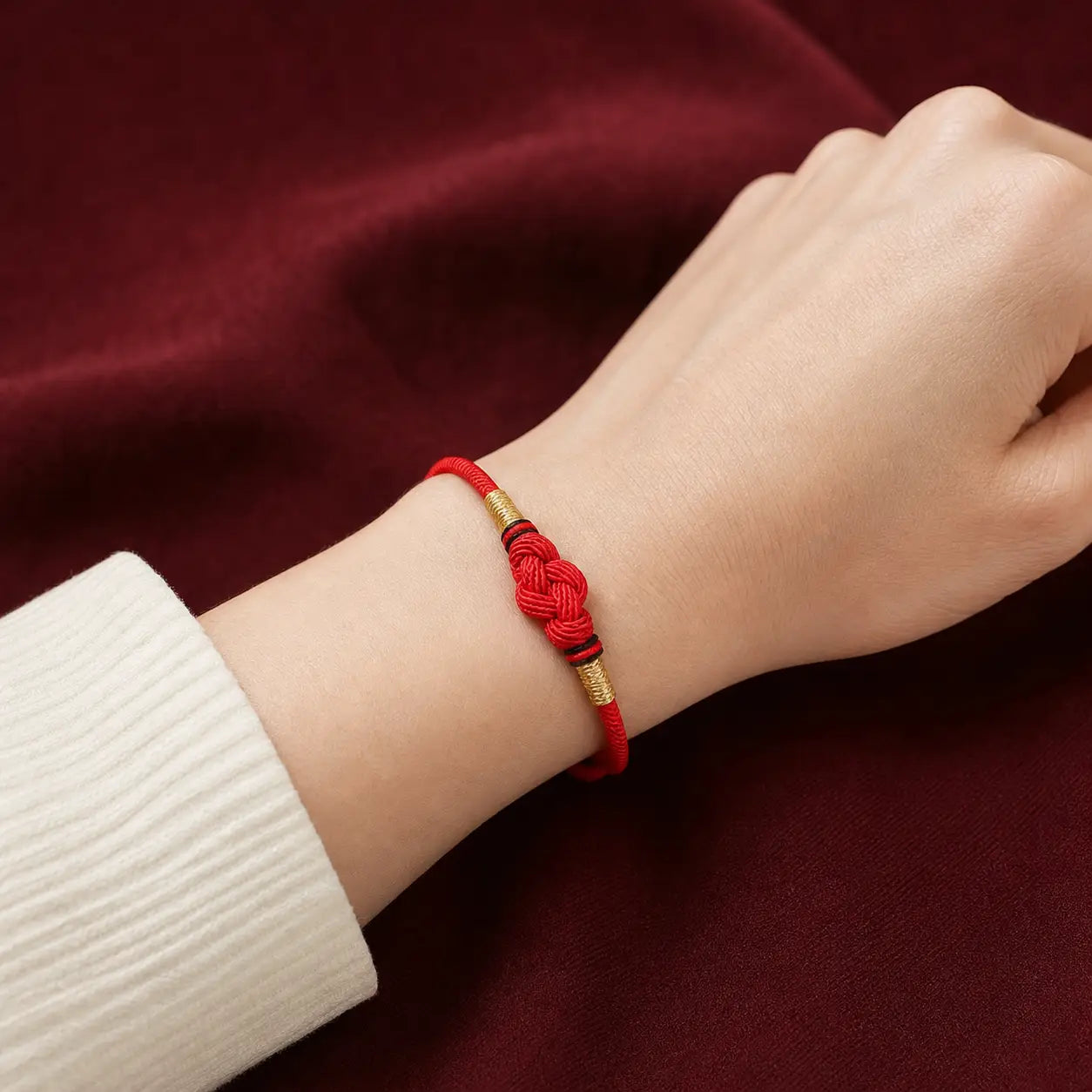 Song Yne Jade Fortune Knot Red String Couple Bracelet