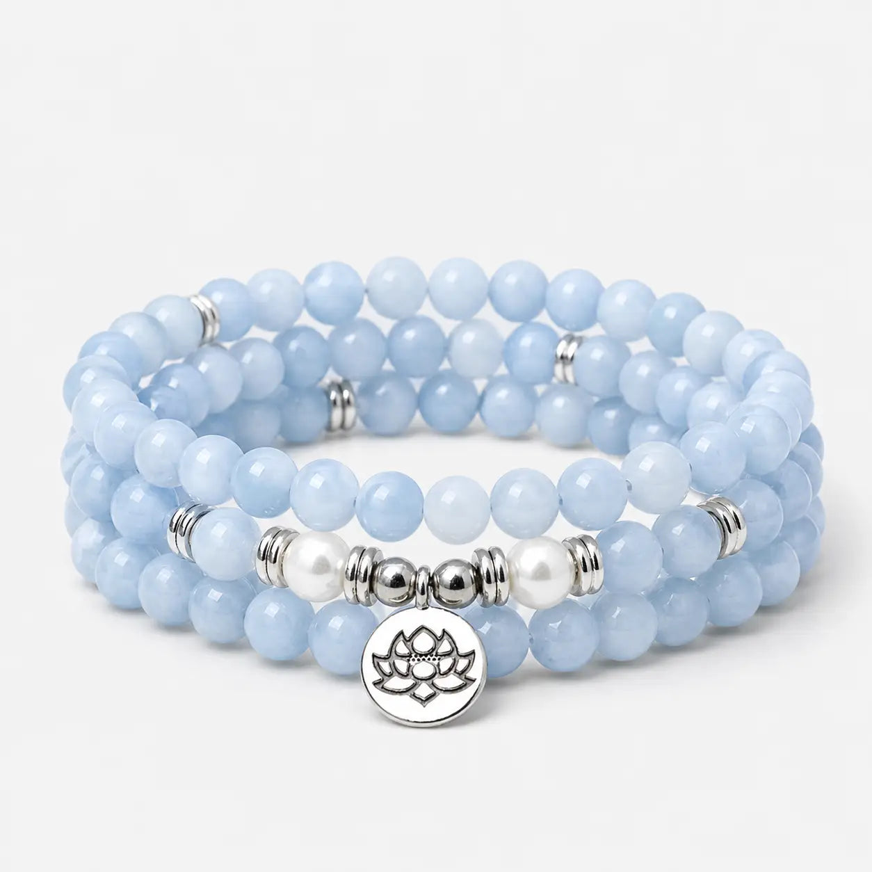 Song Yne 108 Aquamarine Mala Calming & Healing Bracelet