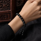 Song Yne White Crystal Black Onyx Om Mani Padme Hum Meditation Bracelet
