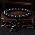 Song Yne White Crystal Black Onyx Om Mani Padme Hum Meditation Bracelet