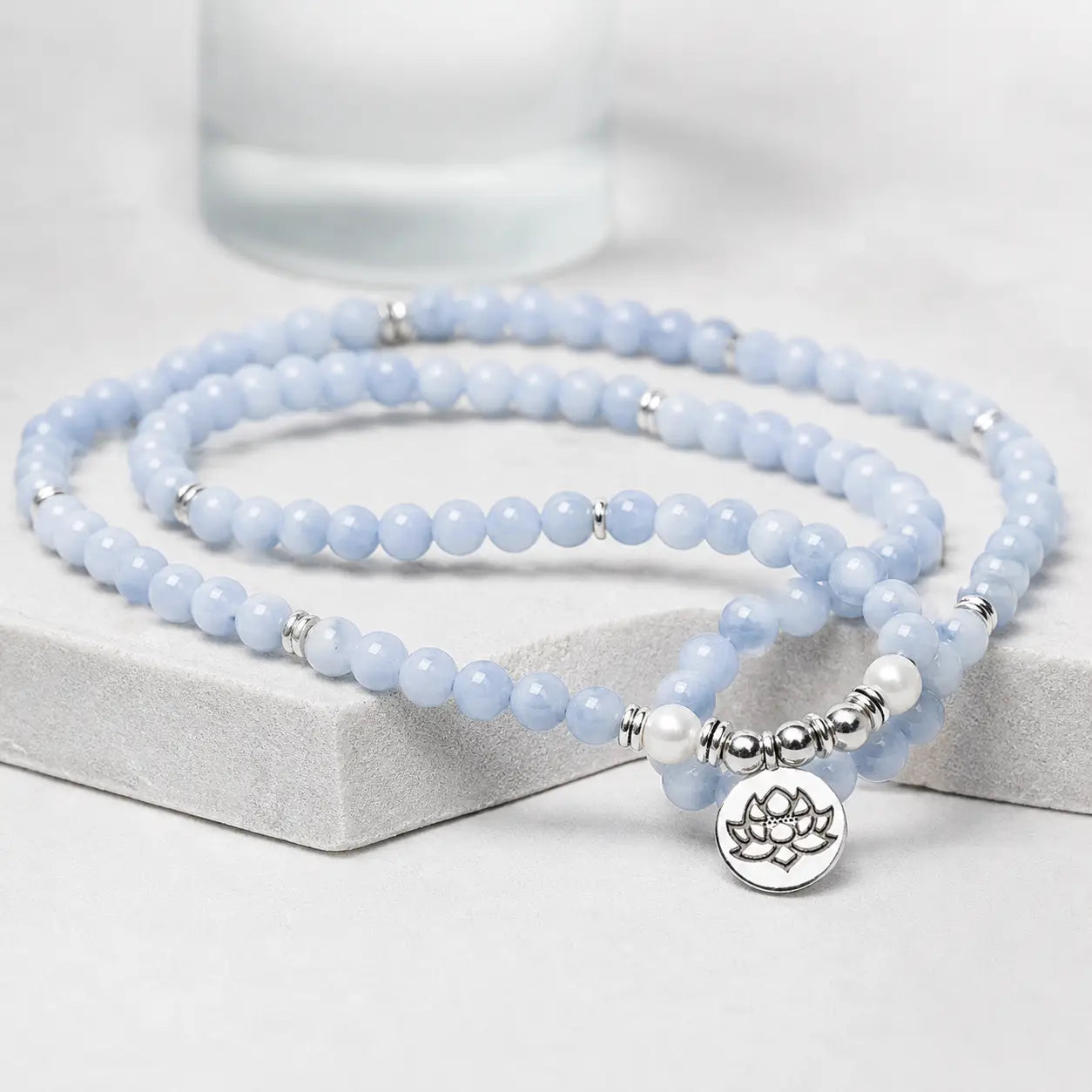 Song Yne 108 Aquamarine Mala Calming & Healing Bracelet