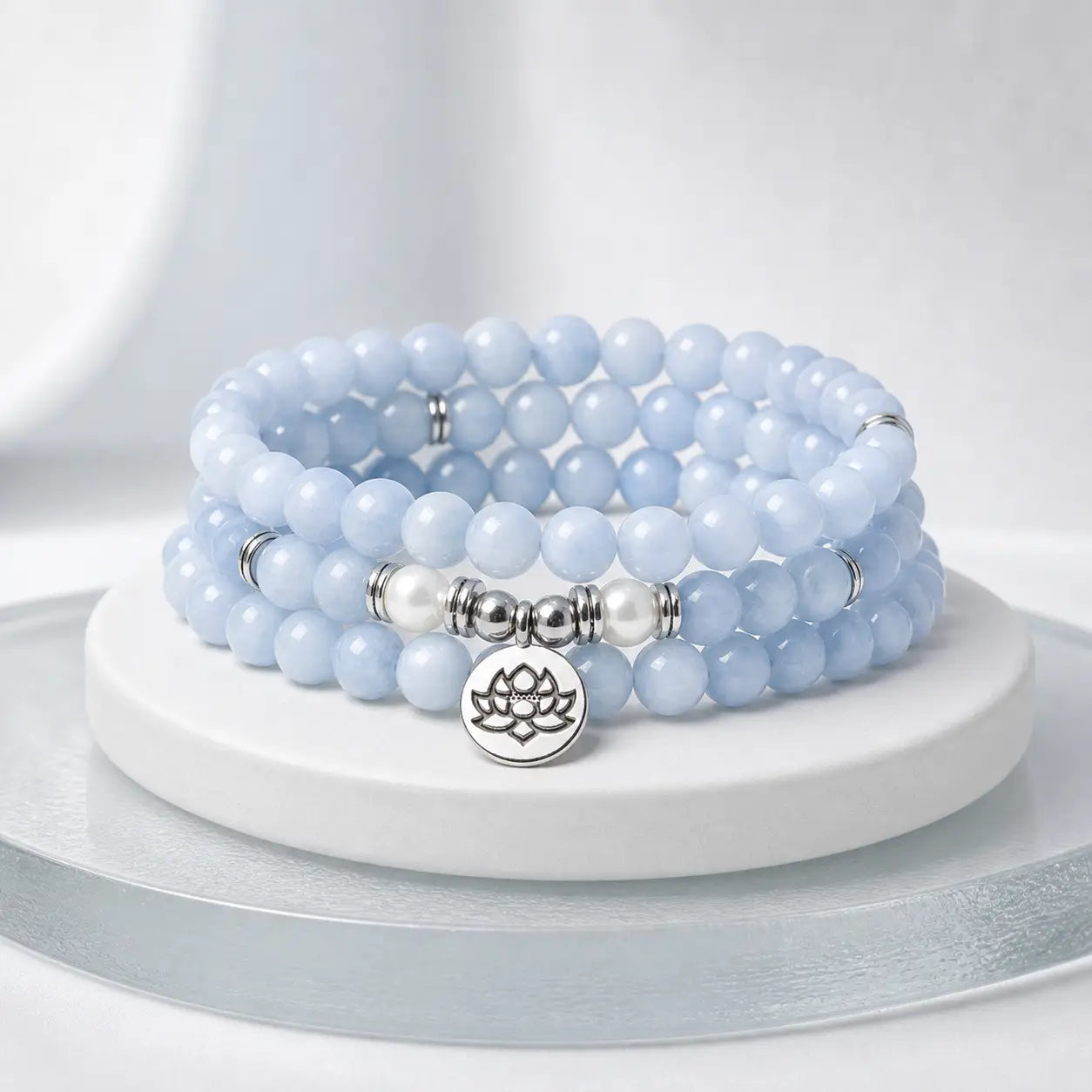 Song Yne 108 Aquamarine Mala Calming & Healing Bracelet