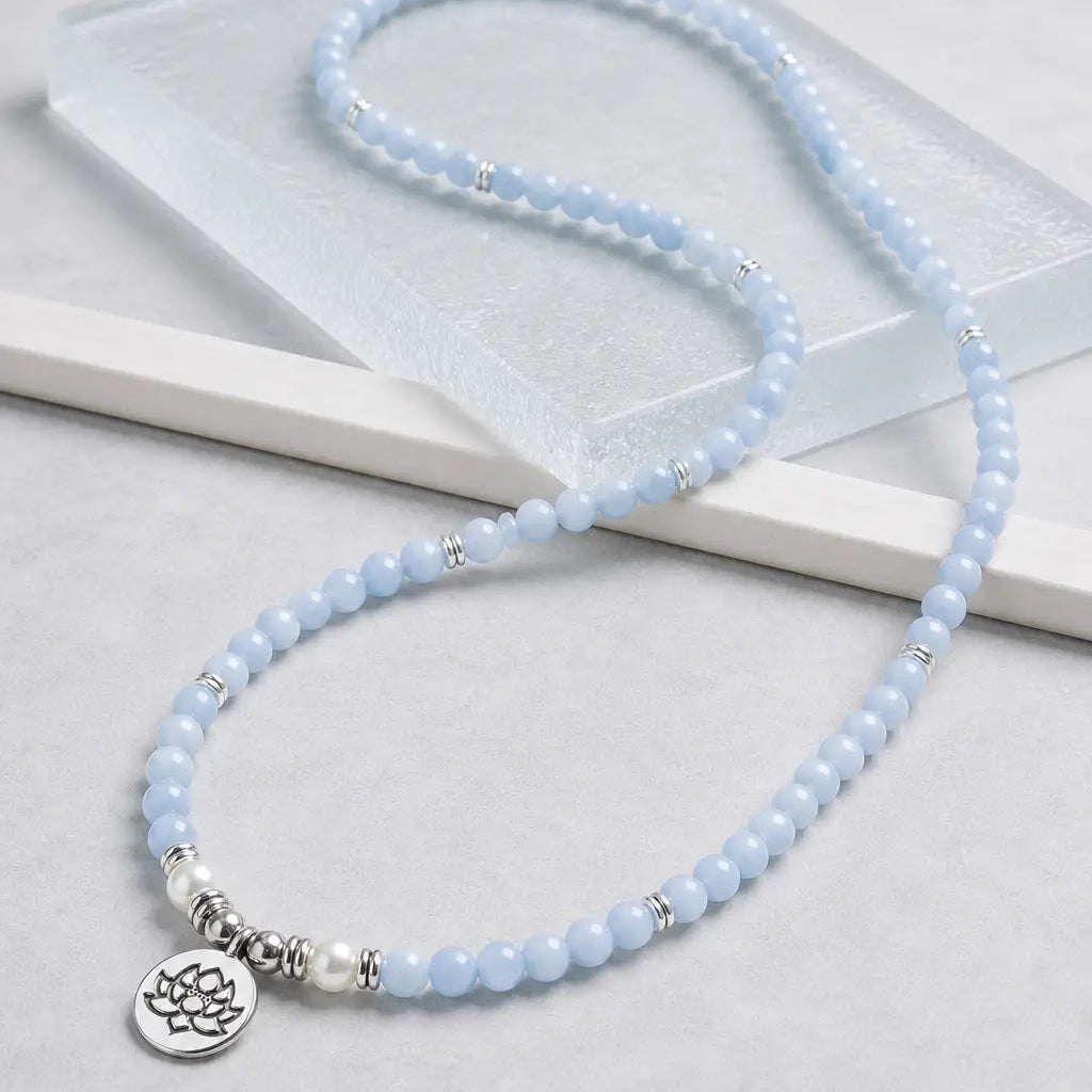 Song Yne 108 Aquamarine Mala Calming & Healing Bracelet