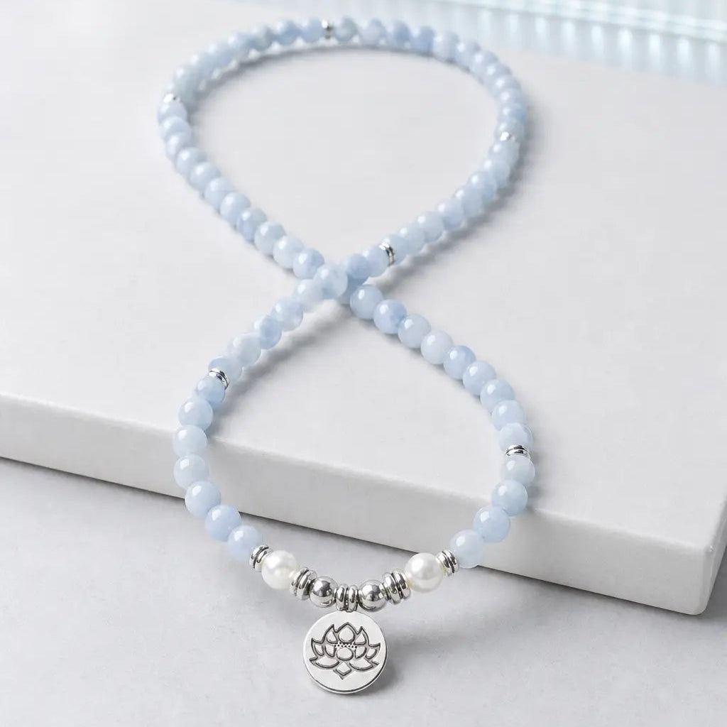 Song Yne 108 Aquamarine Mala Calming & Healing Bracelet
