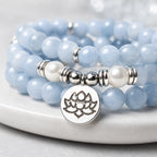 Song Yne 108 Aquamarine Mala Calming & Healing Bracelet