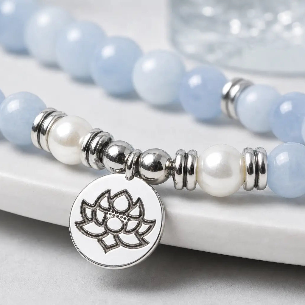 Song Yne 108 Aquamarine Mala Calming & Healing Bracelet